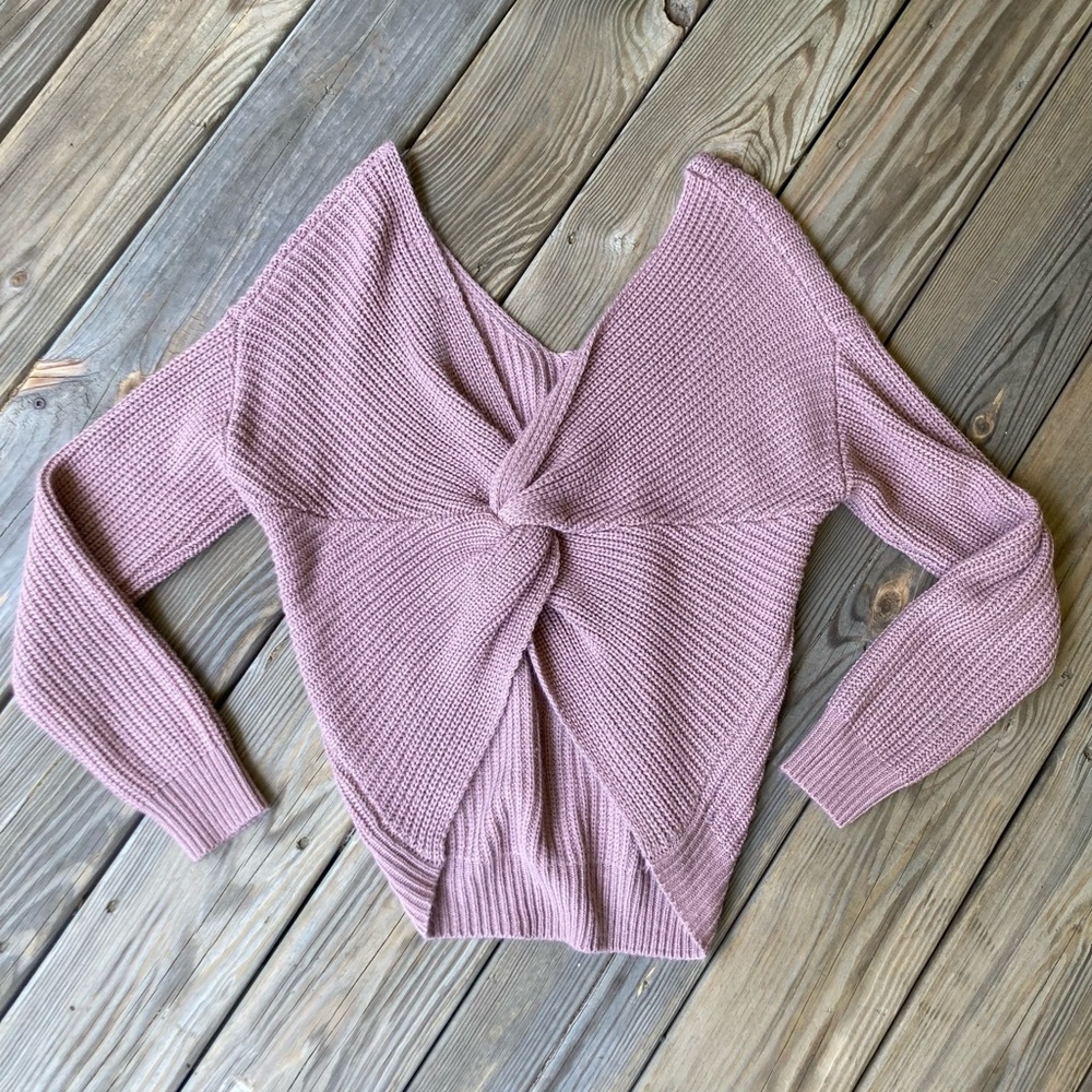 Love Tree Small Purple Twist Back Sweater